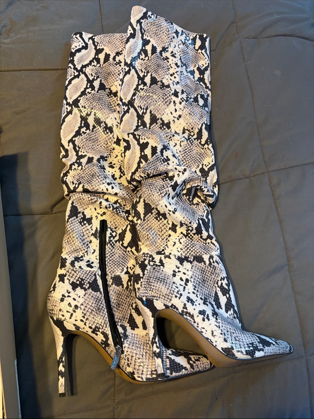Jessica Simpson Black & White Snake-Print Over-the-Knee Boots